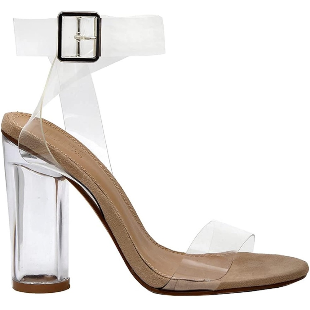 Clear strapped heel sandal